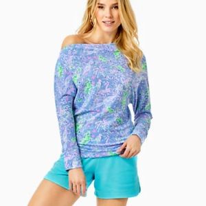 Lilly Pulitzer Sheera One-Shoulder Top - Blue Peri The Turtle Package sz XS
